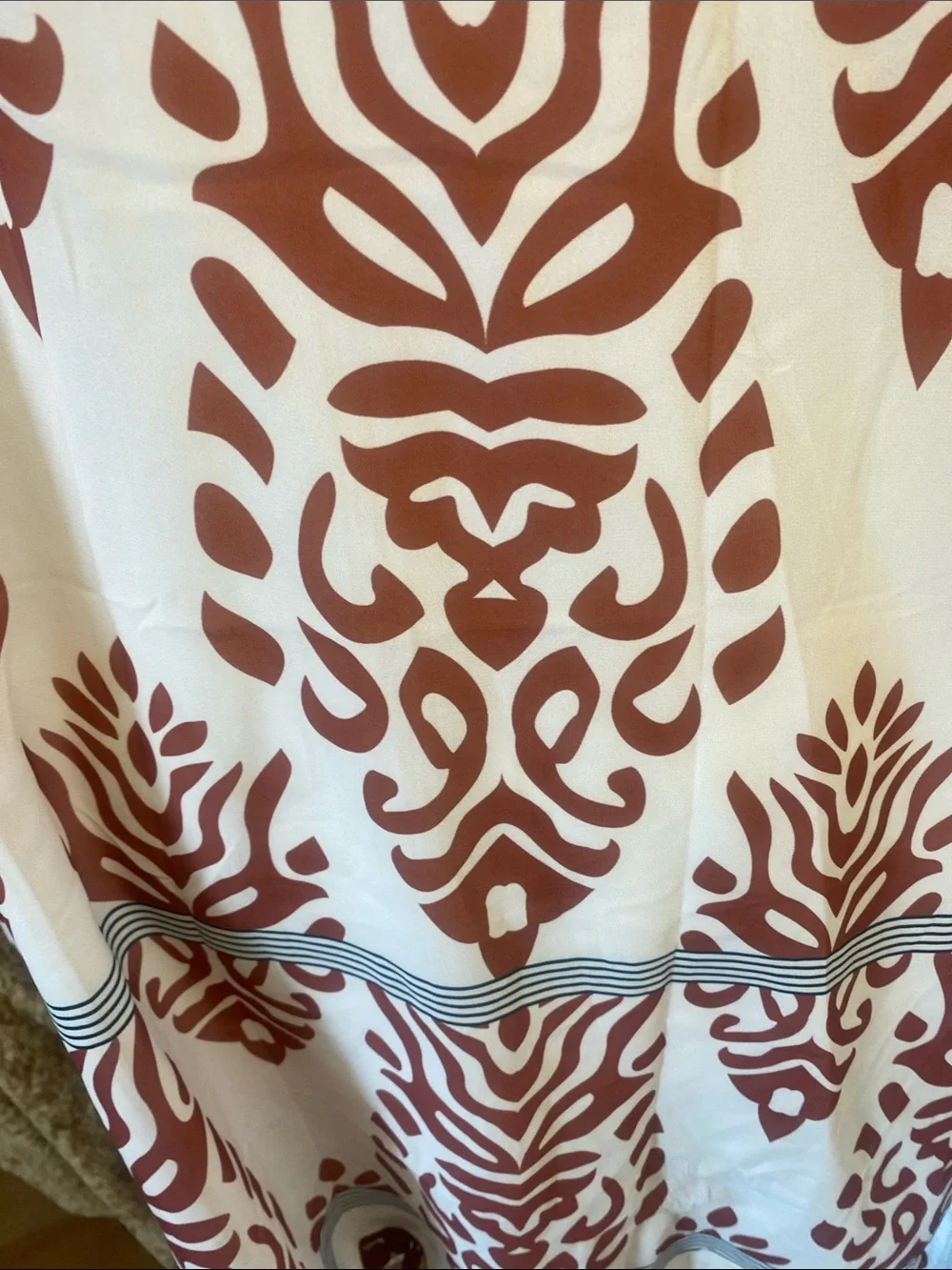 Flowy White and Terracotta Patterned Kimono Cardigan